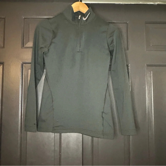 Nike women’s Dry fit black quarter zip high neck long sleeve size S Stretch Top - Picture 3 of 10